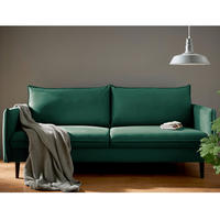 3-SITZER-SOFA JULI Samt Grün  - Schwarz/Grün, Design, Holz/Textil (203/86/100cm) - P & B