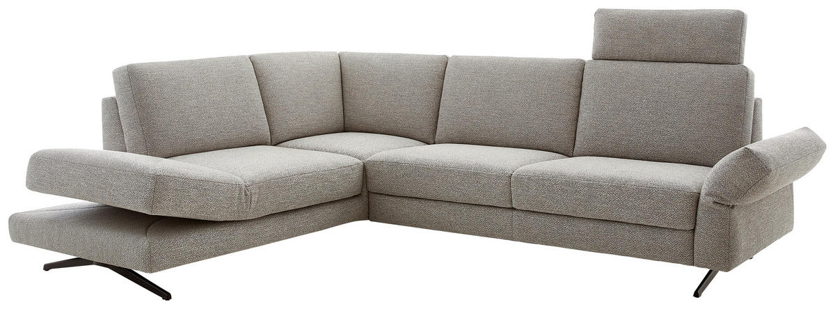 ECKSOFA in Flachgewebe Beige  218/259 cm  - Beige/Schwarz, Design, Textil/Metall (218/259cm) - Koinor