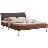 BETT 140/200 cm  in Anthrazit, Nussbaumfarben, Dunkelgrau  - Dunkelgrau/Anthrazit, Design, Holz/Metall (140/200cm) - Hasena