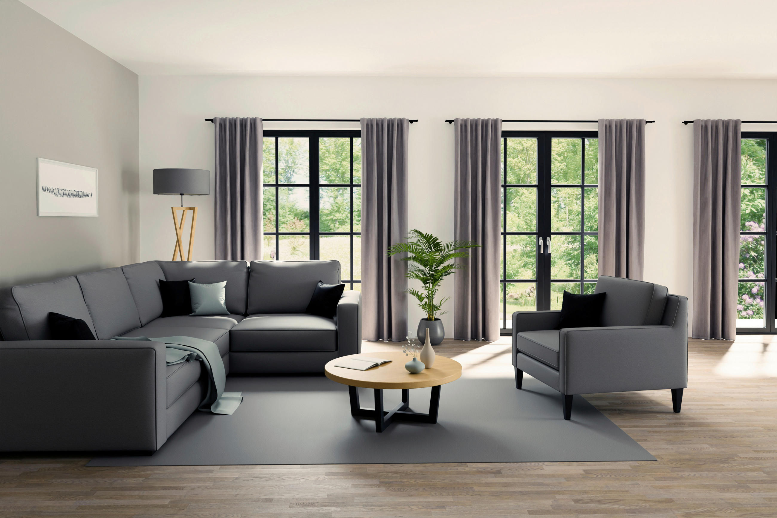 FERTIGVORHANG blickdicht  - Grau, Basics, Textil (140/245cm)