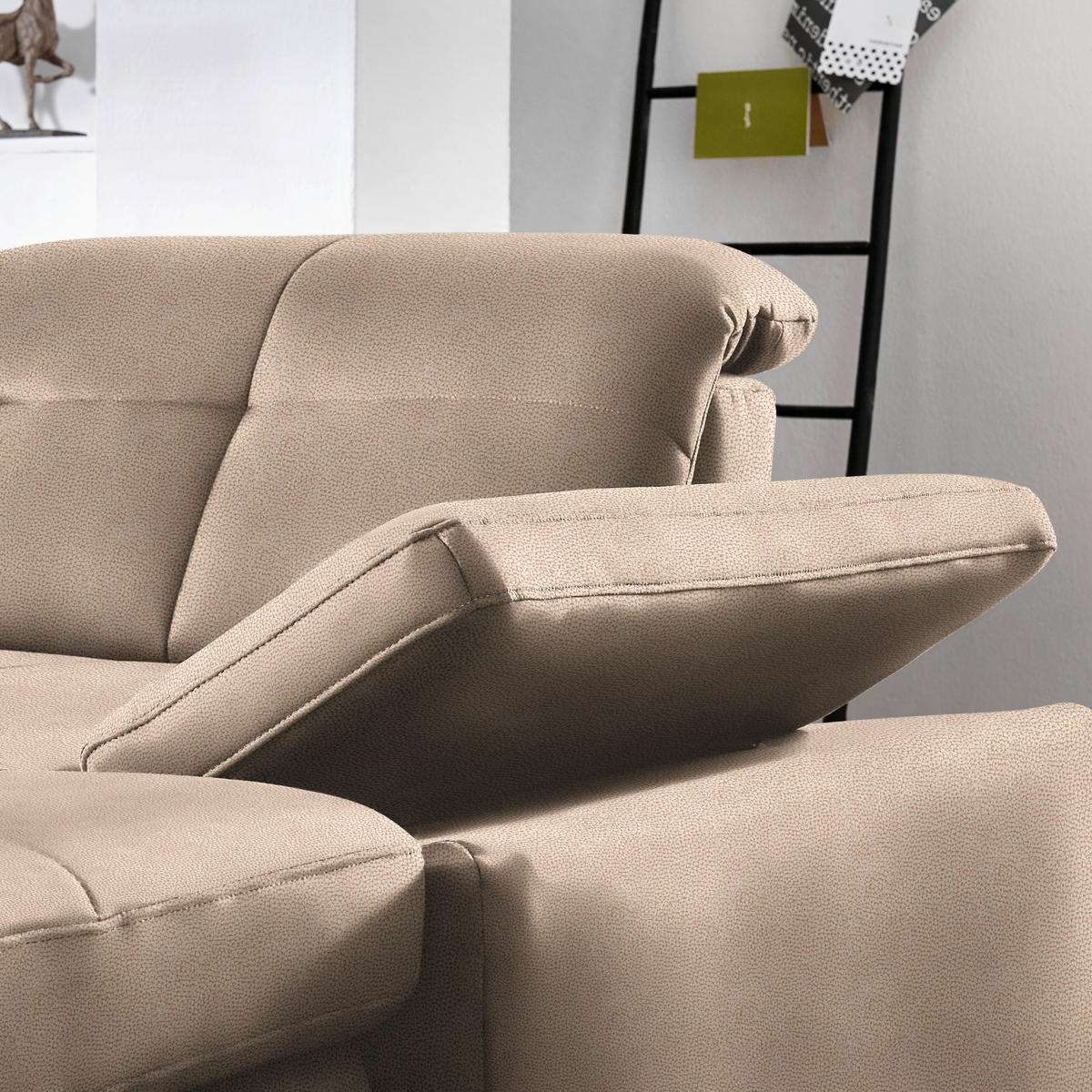 WOHNLANDSCHAFT  in Mikrofaser Beige  - Chromfarben/Beige, Design, Holzwerkstoff/Textil (260/371/195cm) - Beldomo Style