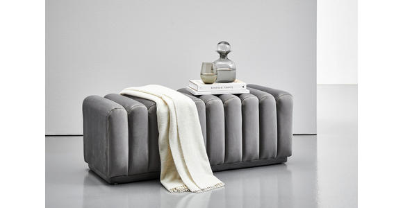 SITZBANK 113/42/48 cm Samt Grau - Schwarz/Grau, MODERN, Textil (113/42/48cm) - Novel