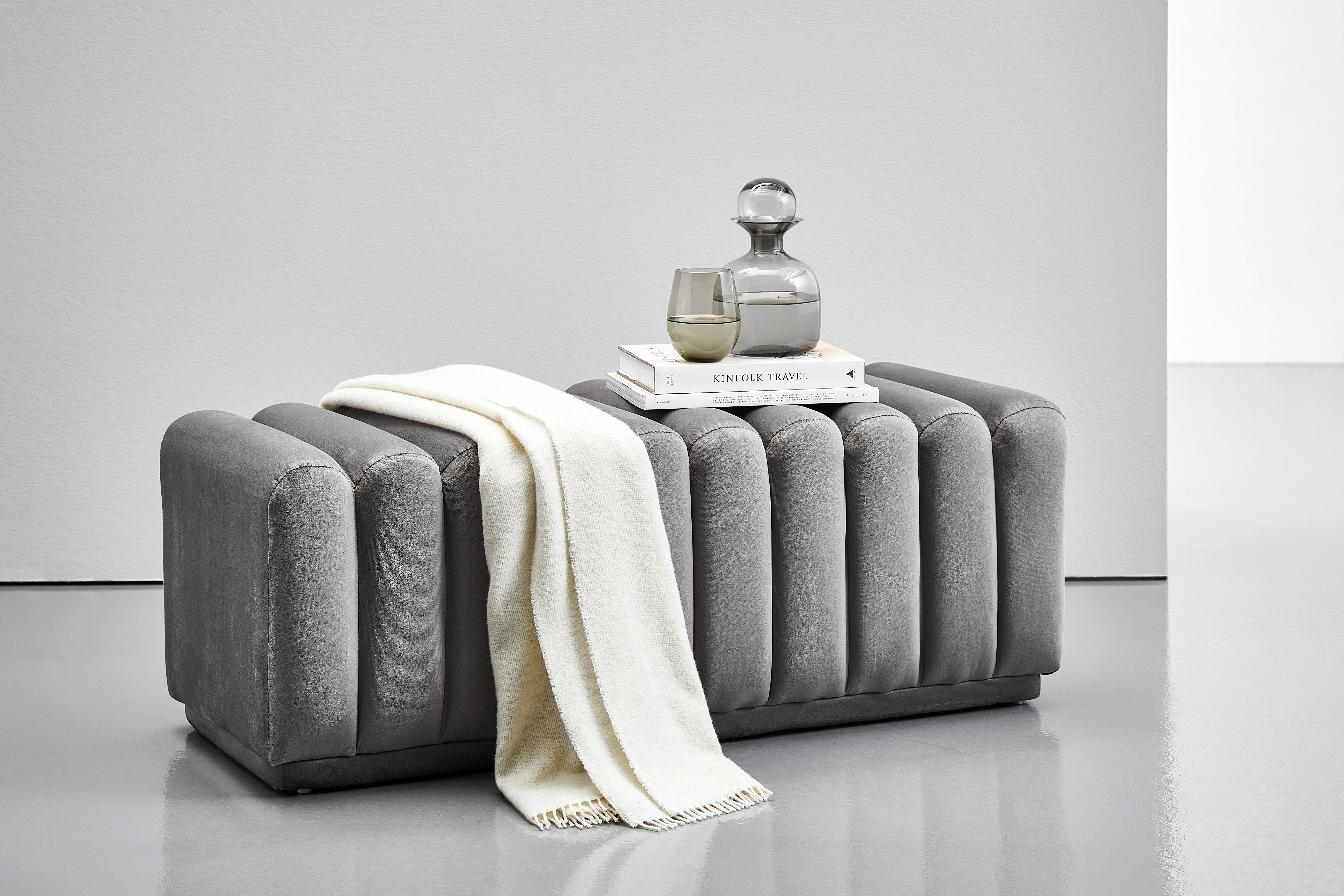 SITZBANK in Textil Grau  - Schwarz/Grau, MODERN, Textil (113/42/48cm) - Novel
