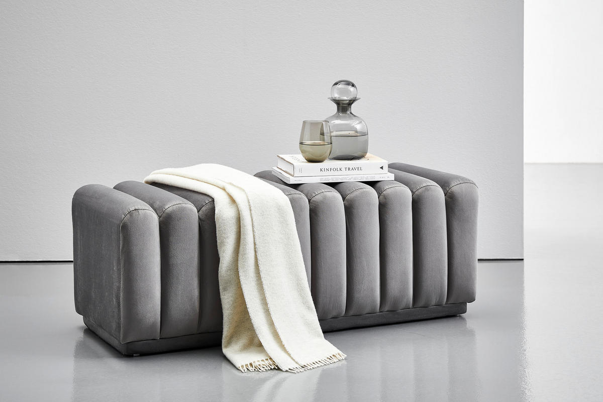 SITZBANK 113/42/48 cm Samt Grau  - Schwarz/Grau, MODERN, Textil (113/42/48cm) - Novel