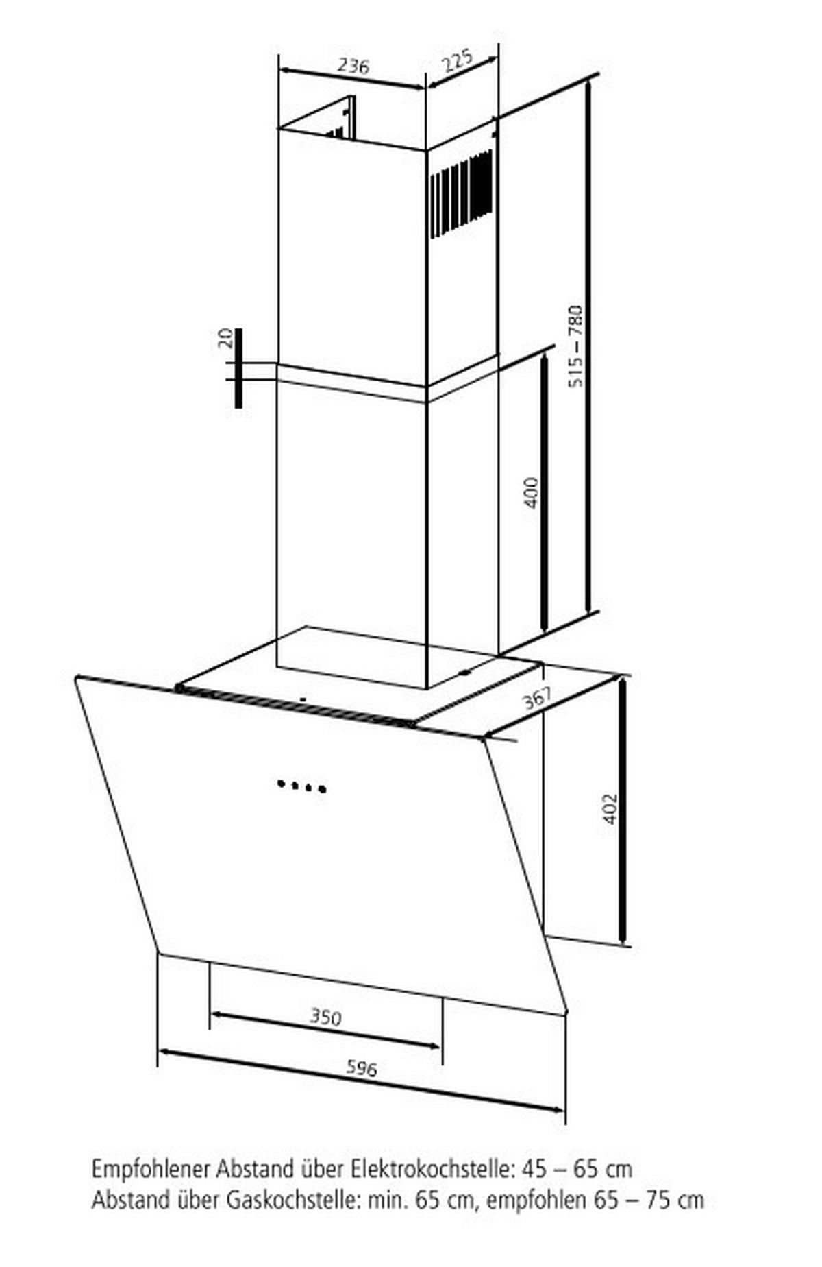 DUNSTABZUGSHAUBE DHK660  - Schwarz, Basics, Glas/Metall (59,6/91,7-118,2/36,7cm) - Oranier