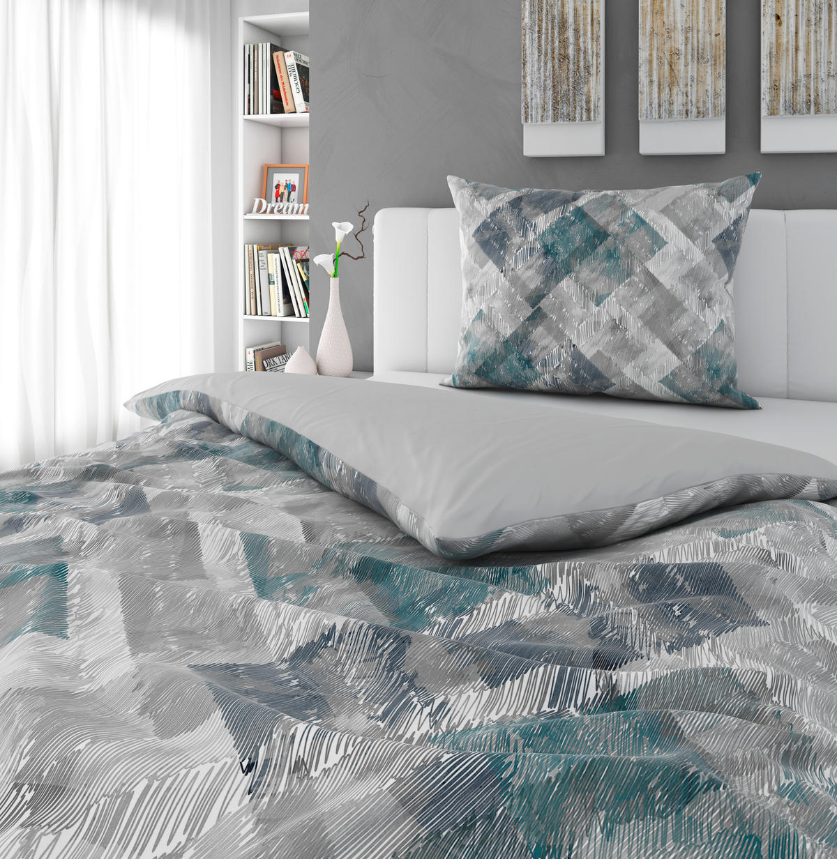 KÉTOLDALAS ÁGYNEMŰHUZAT 140/200 cm  - ezüstszínű, Konventionell, textil (140/200cm) - Novel