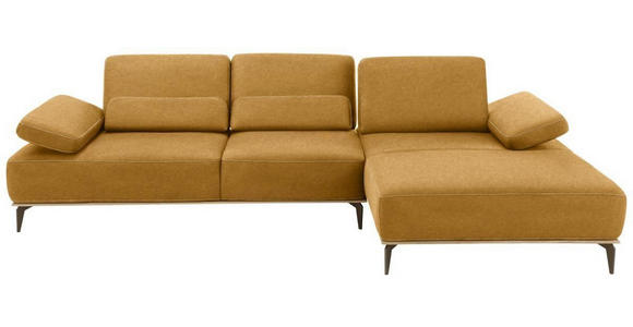 ECKSOFA in Mikrofaser Hellbraun  - Hellbraun/Beige, Design, Textil/Metall (298/176cm) - Valnatura