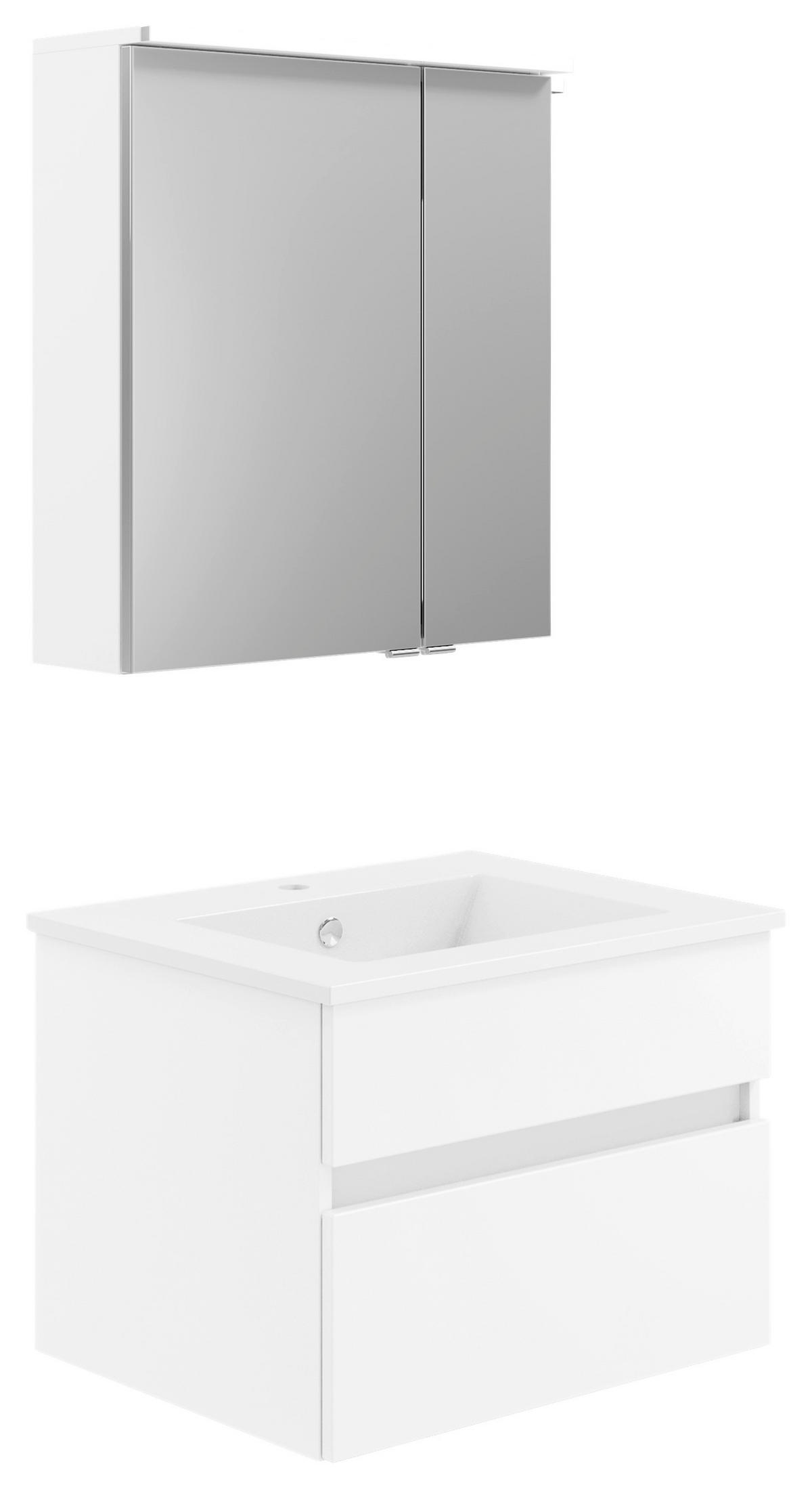 BADEZIMMER  in 122,4 cm  - Dunkelgrau/Weiß Hochglanz, KONVENTIONELL, Holzwerkstoff (122,4cm) - Puris