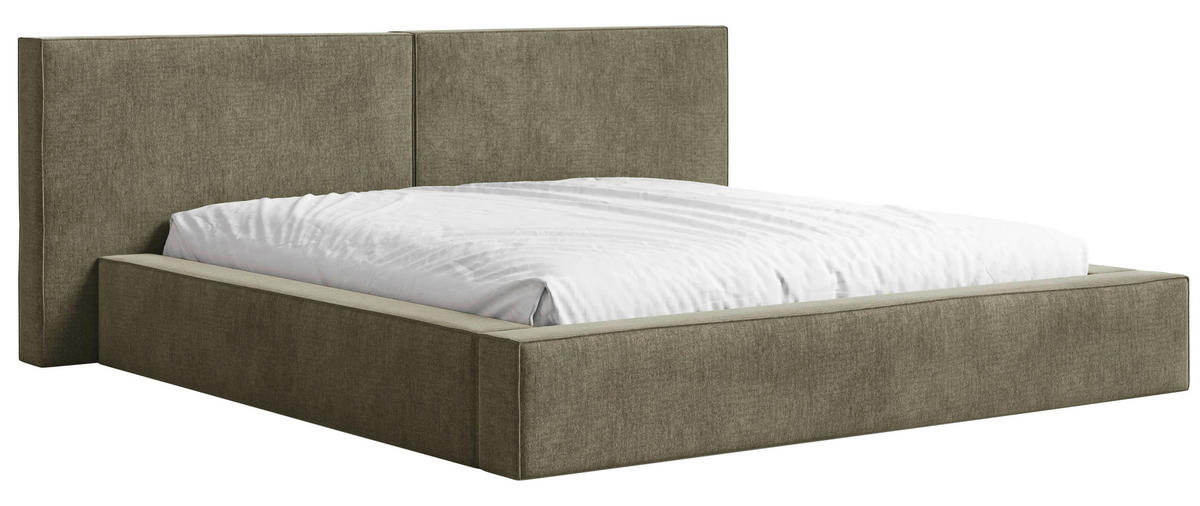 POLSTERBETT Bettkasten Olivgrün 180/200 cm  - Schwarz/Olivgrün, MODERN, Holz/Kunststoff (180/200cm) - MID.YOU