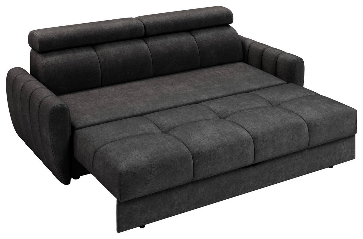 SCHLAFSOFA Flachgewebe Anthrazit  - Anthrazit/Schwarz, KONVENTIONELL, Textil/Metall (227/86-100/99cm) - Milino