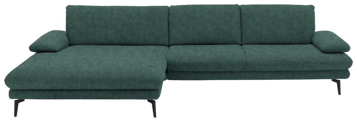 ECKSOFA in Velours Blau, Grün  - Blau/Schwarz, Design, Textil/Metall (180/310cm) - Dieter Knoll