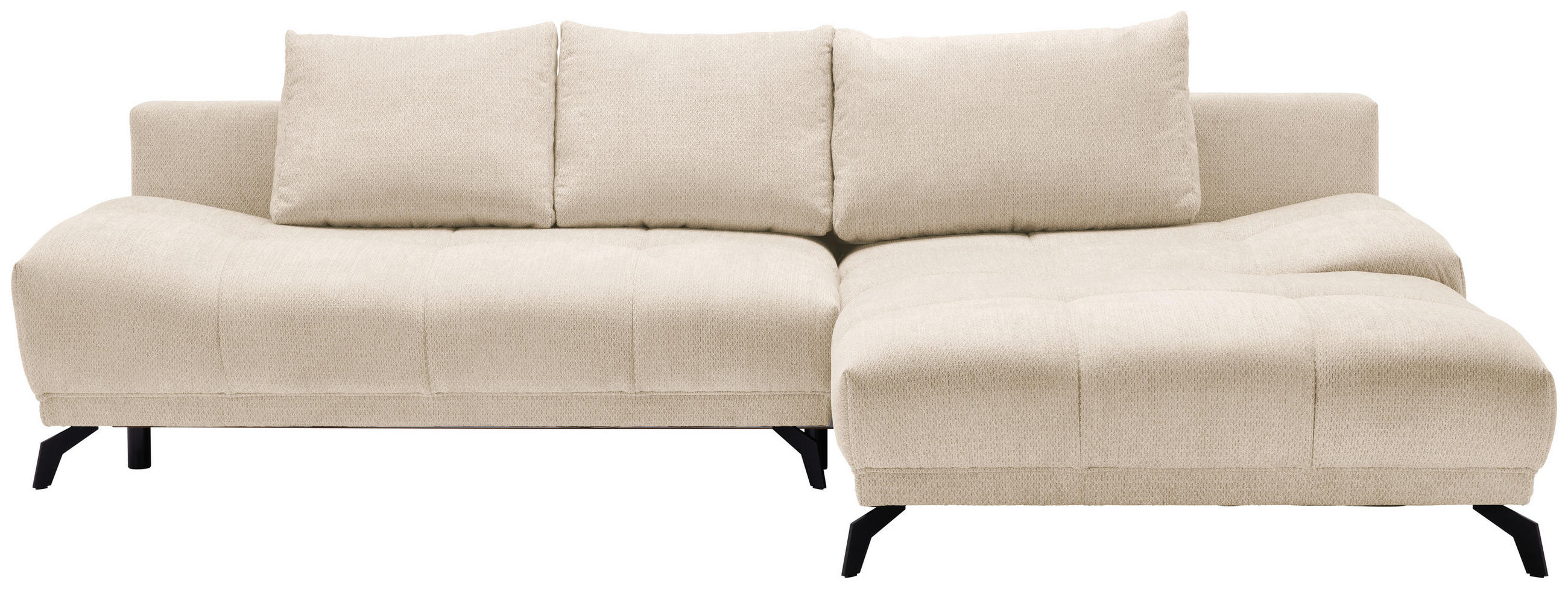 ECKSOFA Chenille Creme  - Creme/Schwarz, Modern, Textil/Metall (290/182cm) - Hom`in