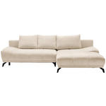 ECKSOFA Creme Chenille Rückenkissen, Bettkasten, Schlaffunktion, Rücken echt  - Creme/Schwarz, MODERN, Textil/Metall (290/182cm) - Hom`in
