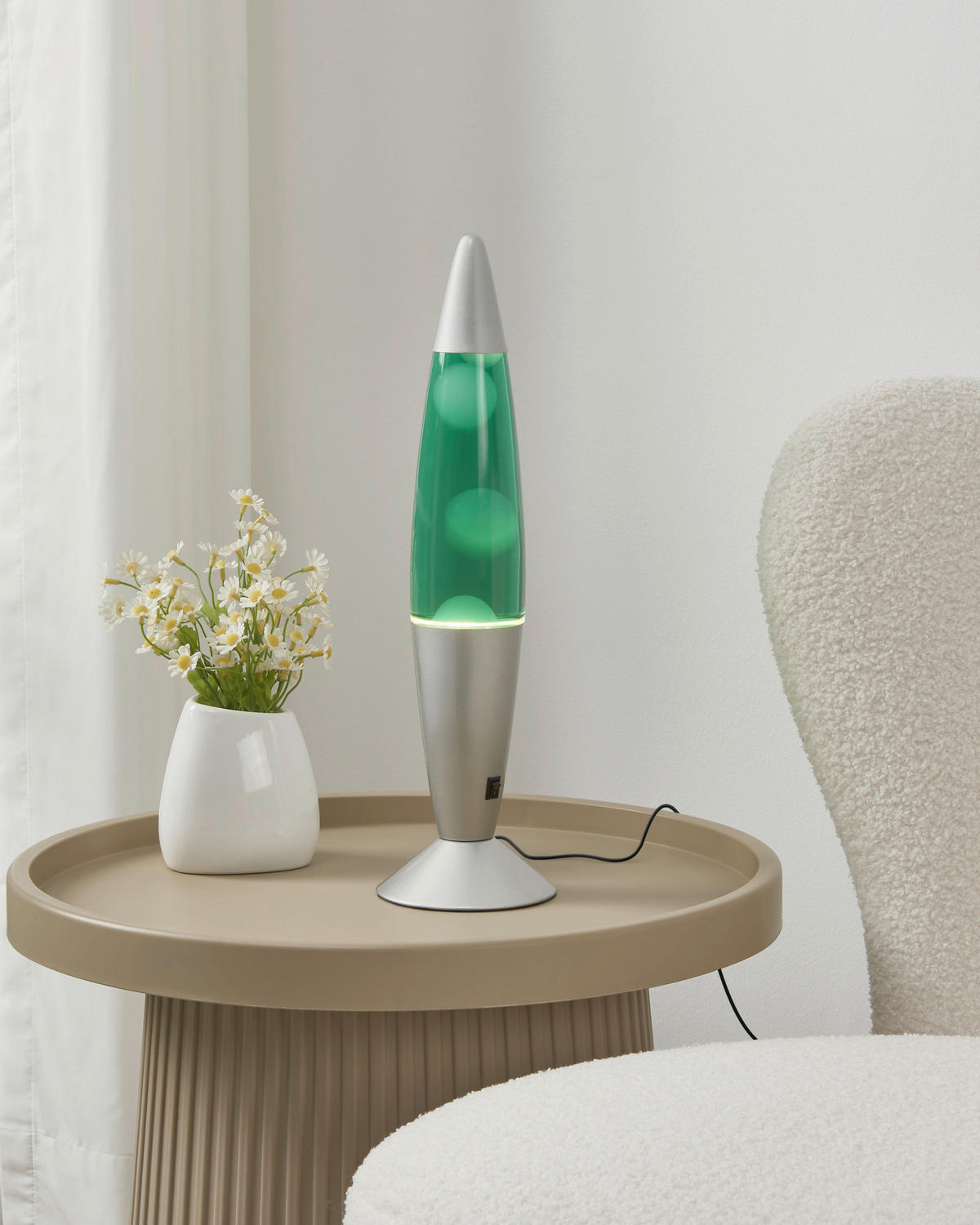 TISCHLEUCHTE 10,8/42 cm  - Silberfarben/Weiß, Design, Naturmaterialien/Glas (10,8/42cm) - Eglo