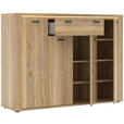 SCHUHSCHRANK 136/100/38 cm  - Eichefarben/Schwarz, KONVENTIONELL, Holzwerkstoff (136/100/38cm) - Xora