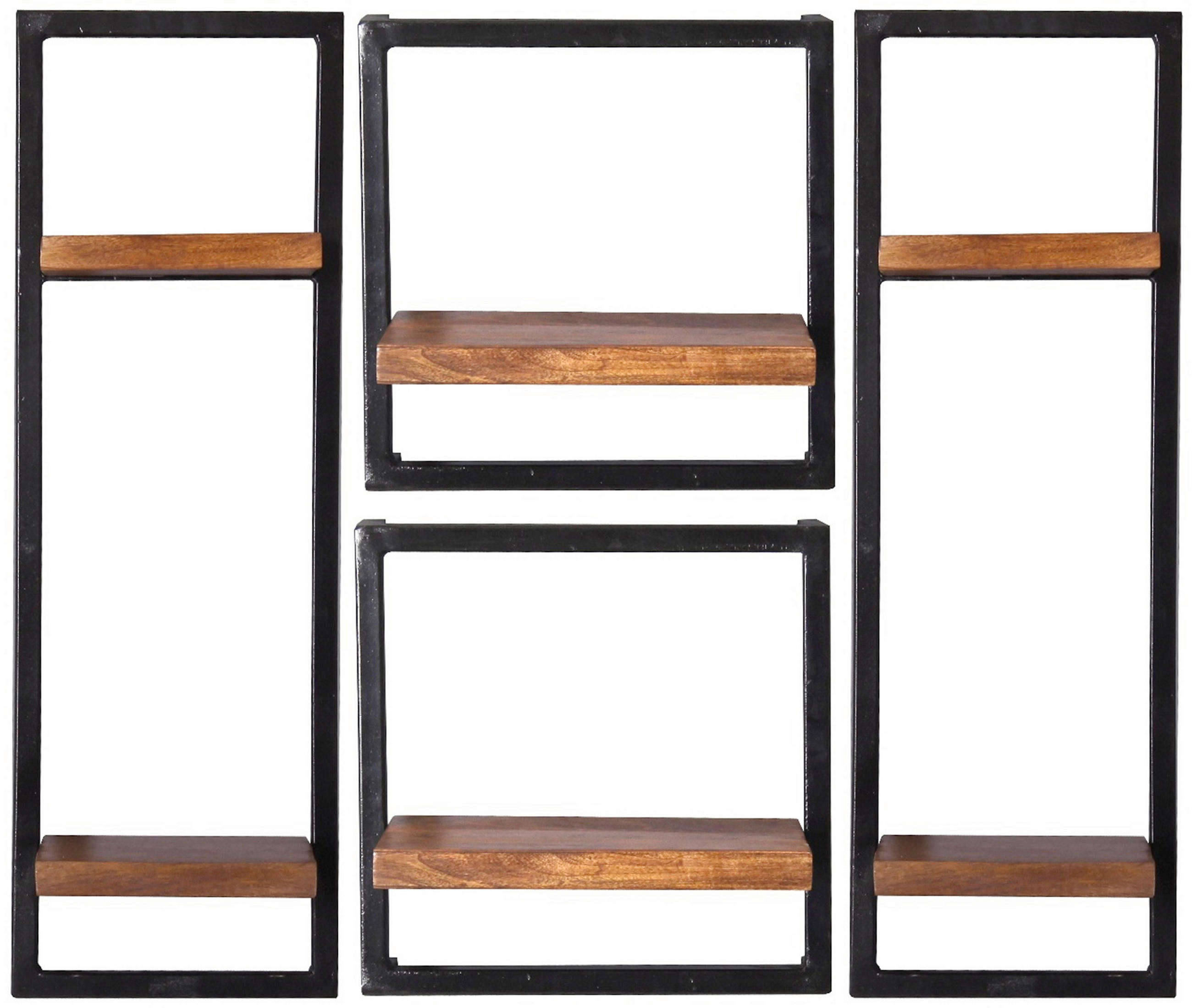 WANDREGALSET 95/75/25 cm  - Schwarz/Naturfarben, Design, Holz/Metall (95/75/25cm) - MID.YOU