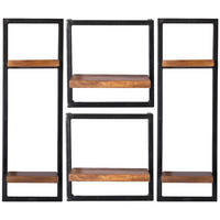 WANDREGALSET 95/75/25 cm  - Schwarz/Naturfarben, Design, Holz/Metall (95/75/25cm) - MID.YOU