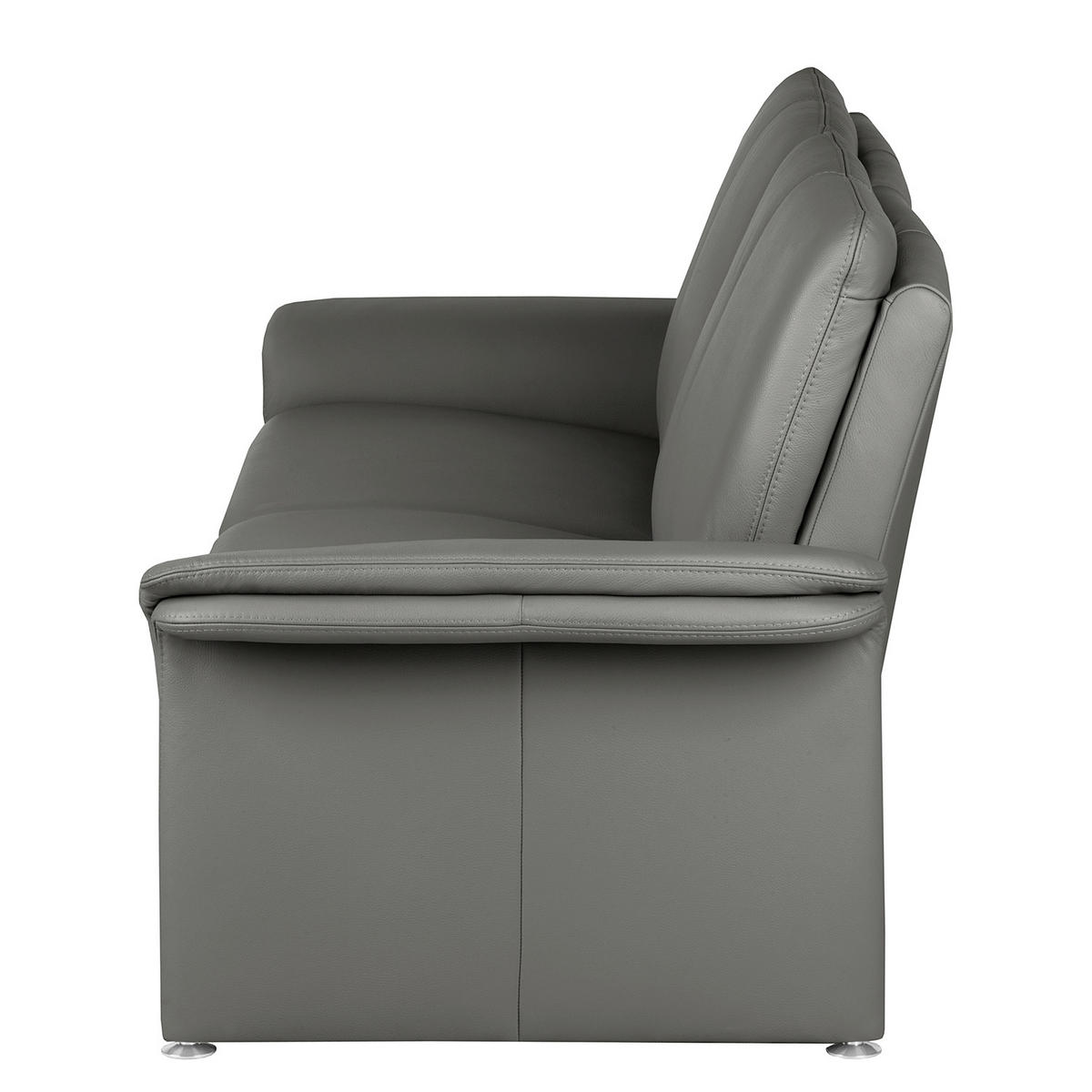 2,5-SITZER Anthrazit Echtleder  - Anthrazit/Silberfarben, Design, Leder/Metall (197/90/88cm) - Livetastic