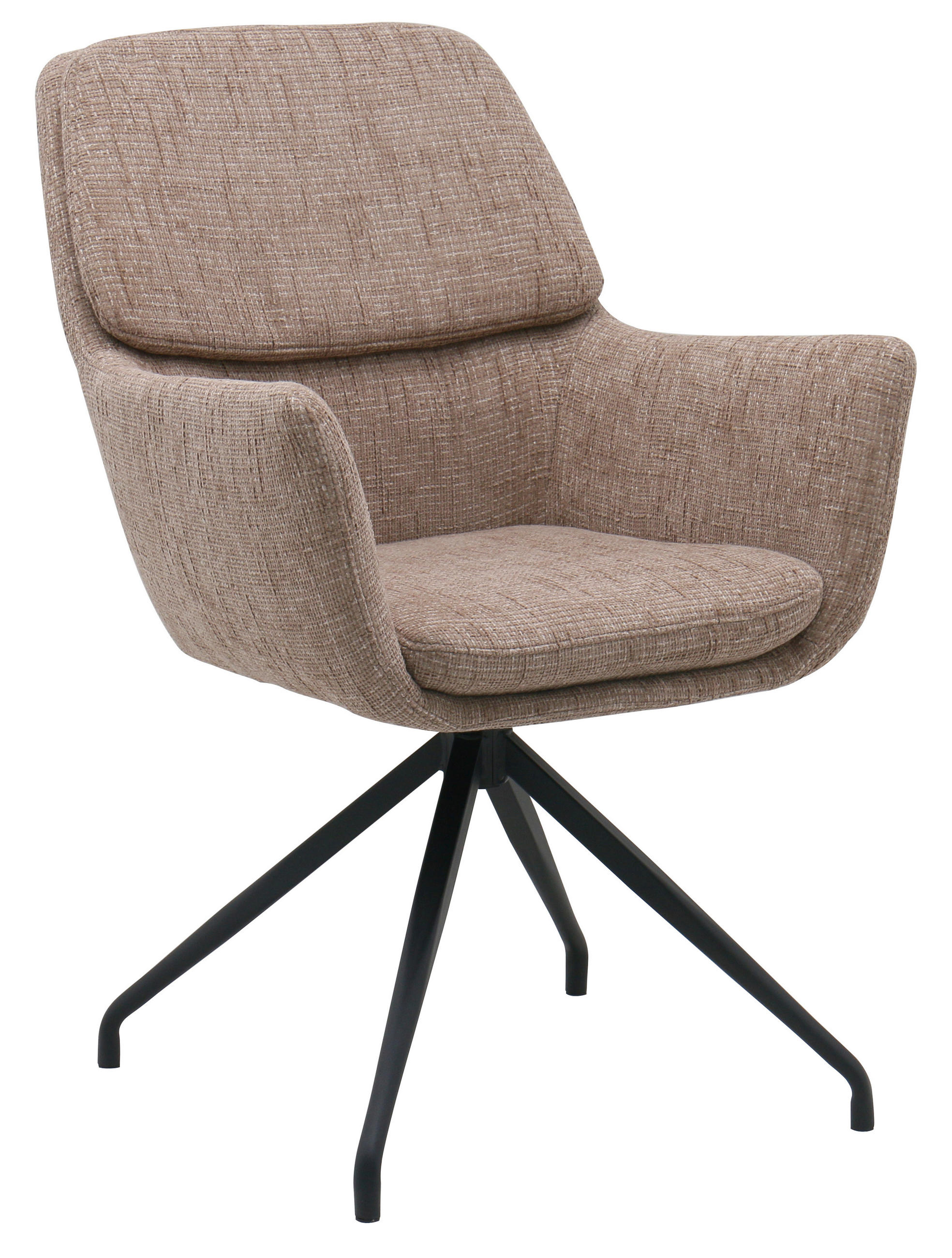 ARMLEHNSTUHL  Sitzfläche 360° drehbar, automatische Rückholfunktion Webstoff  Schwarz, Hellbraun  - Hellbraun/Schwarz, MODERN, Textil/Metall (58/89/67cm) - Livetastic