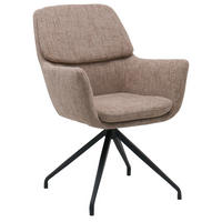 ARMLEHNSTUHL  Sitzfläche 360° drehbar, automatische Rückholfunktion Webstoff  Schwarz, Hellbraun  - Hellbraun/Schwarz, MODERN, Textil/Metall (58/89/67cm) - Livetastic
