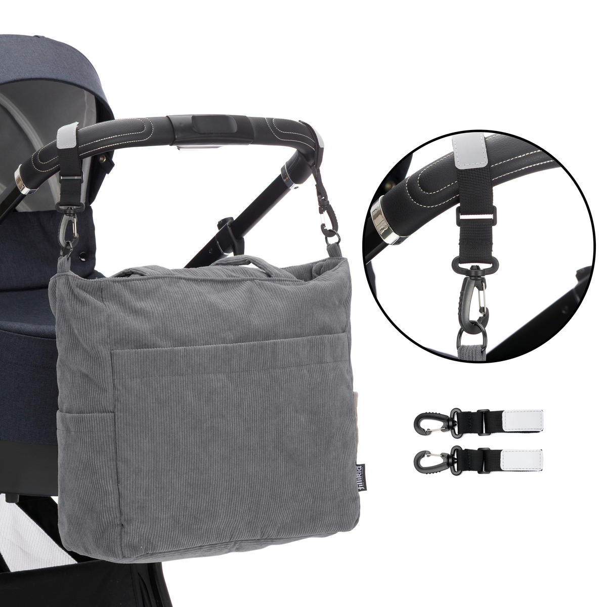 WICKELTASCHE Cord  - Grau, Basics, Textil (39/36cm) - Fillikid