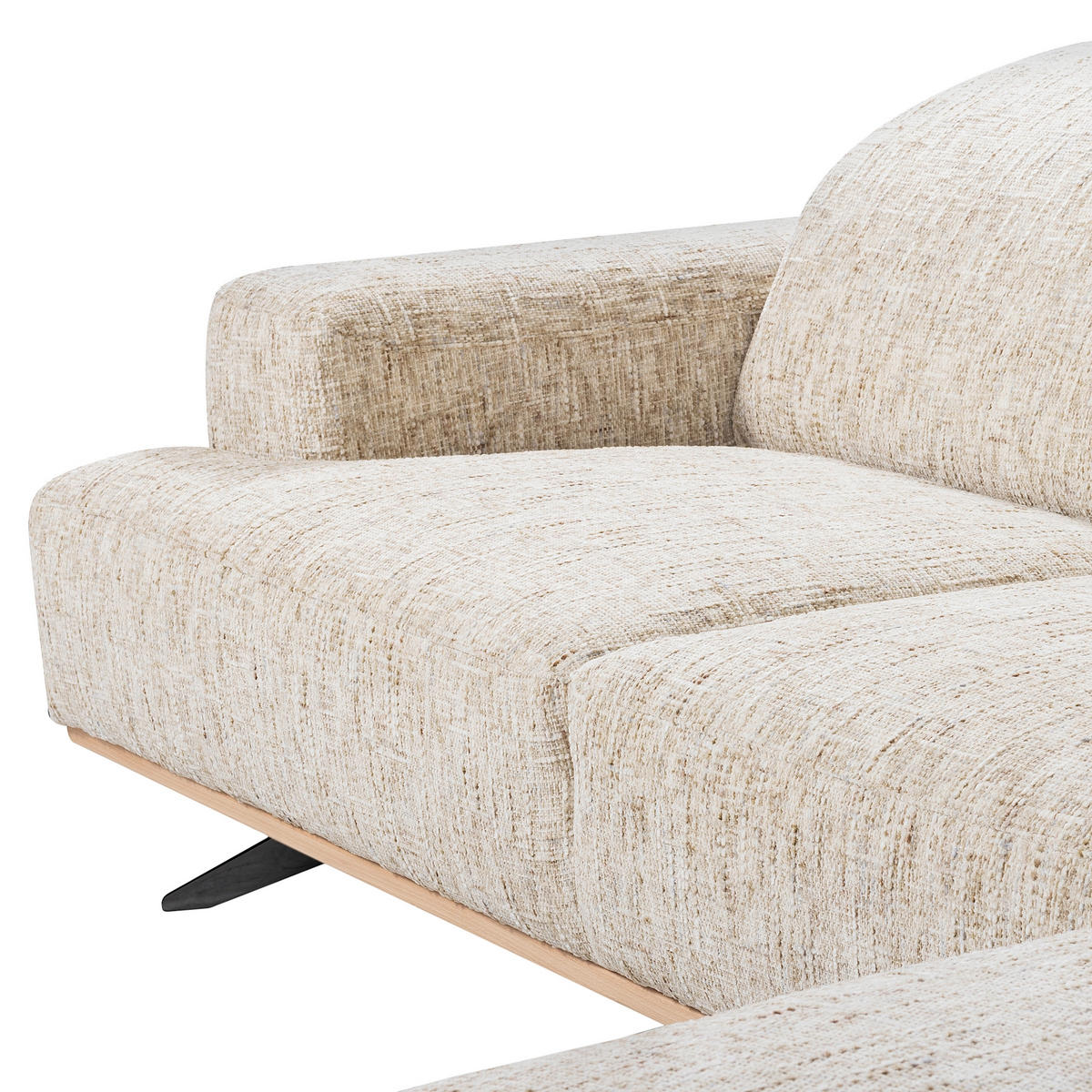 ECKSOFA PORTLAND in Struktur Beige Kopfteilverstellung  295/187 cm  - Beige/Schwarz, Design, Holz/Textil (295/187cm) - Livetastic