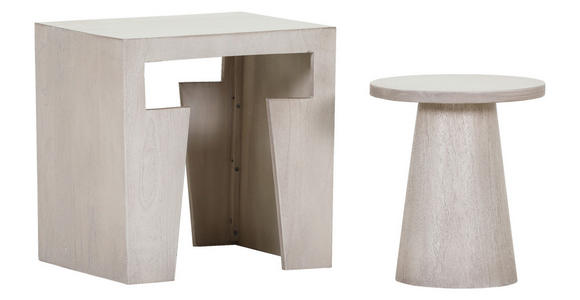 BEISTELLTISCHSET Mangoholz massiv rechteckig Weiß - Weiß, Design, Holz (50/40/50cm) - Carryhome