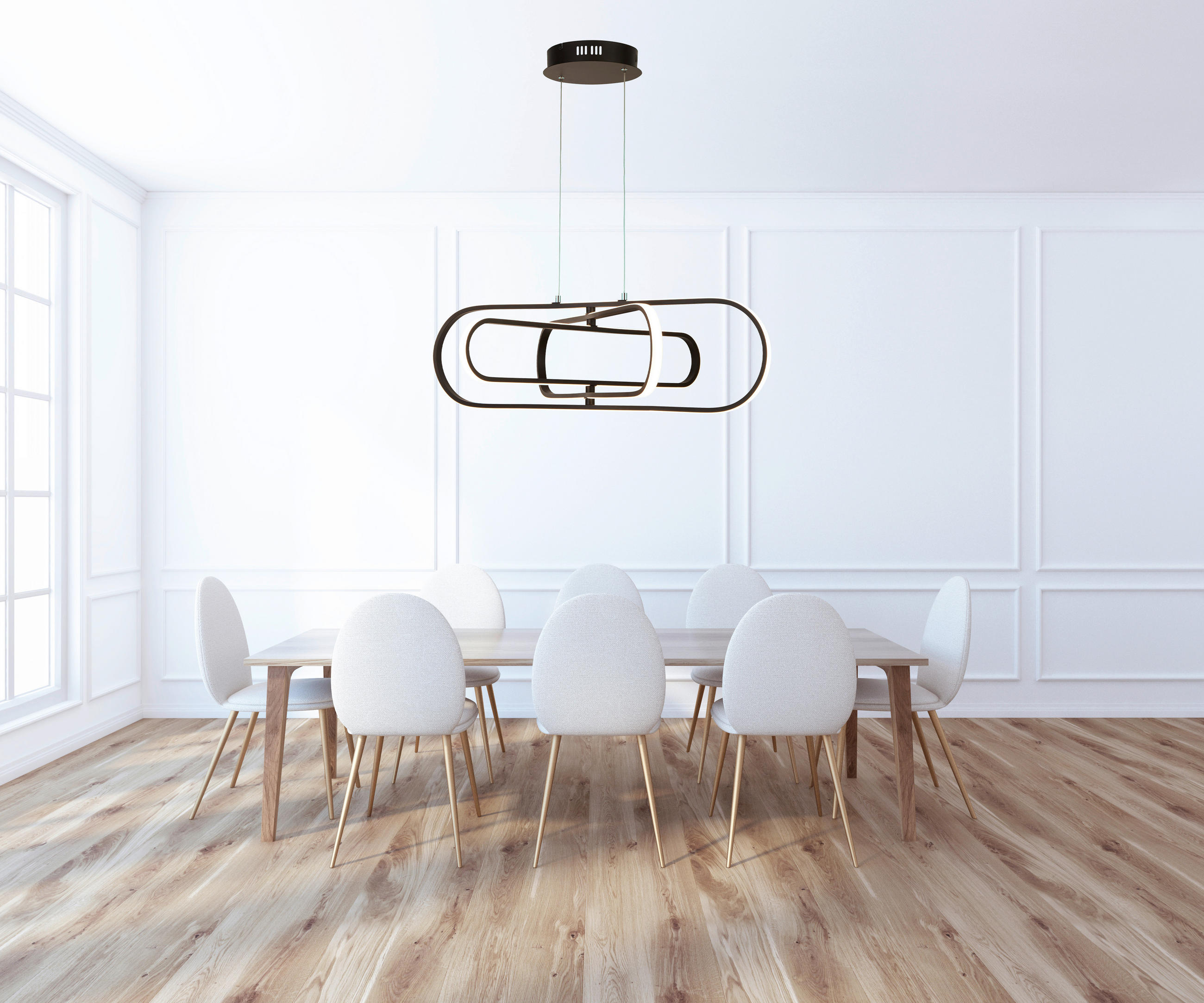 LED-PENDELLEUCHTE 120/80/74,5 cm  - Schwarz/Weiß, Design, Kunststoff/Metall (120/80/74,5cm)