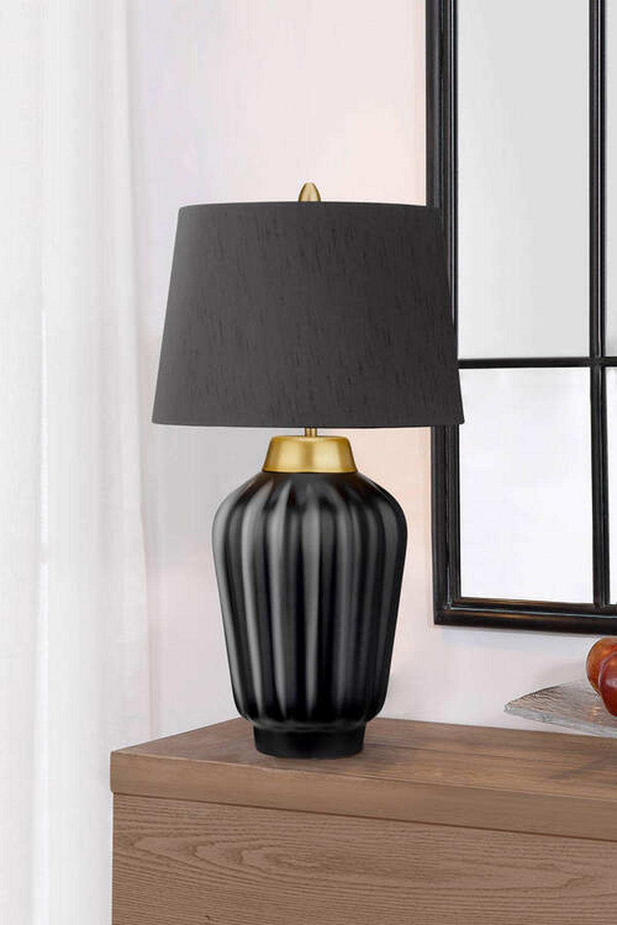 TISCHLEUCHTE Elstead Bexley 30/56.2 cm   - Messingfarben/Schwarz, KONVENTIONELL, Keramik/Textil (30/56.2cm) - Elstead Lighting