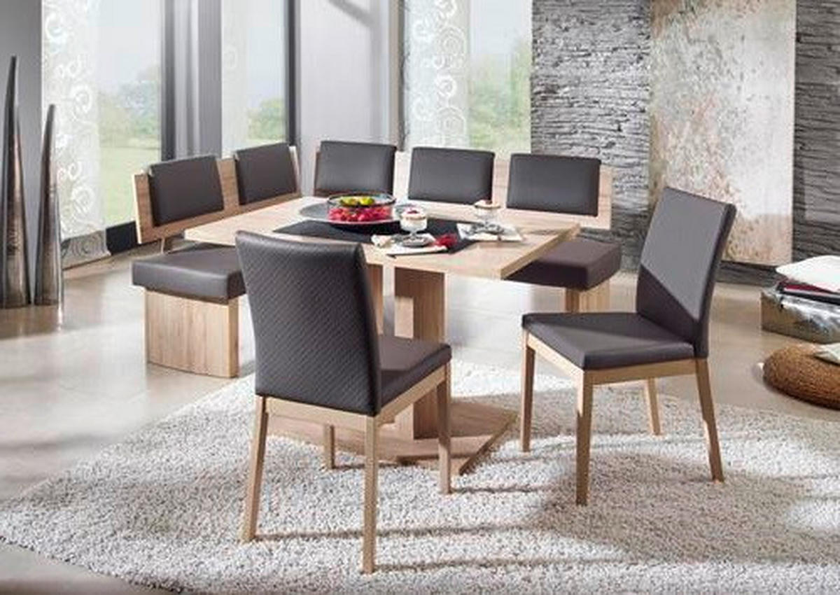 ECKBANK 140/180 cm  in Grau, Eichefarben  - Eichefarben/Grau, KONVENTIONELL, Holzwerkstoff/Textil (140/180cm) - Cantus