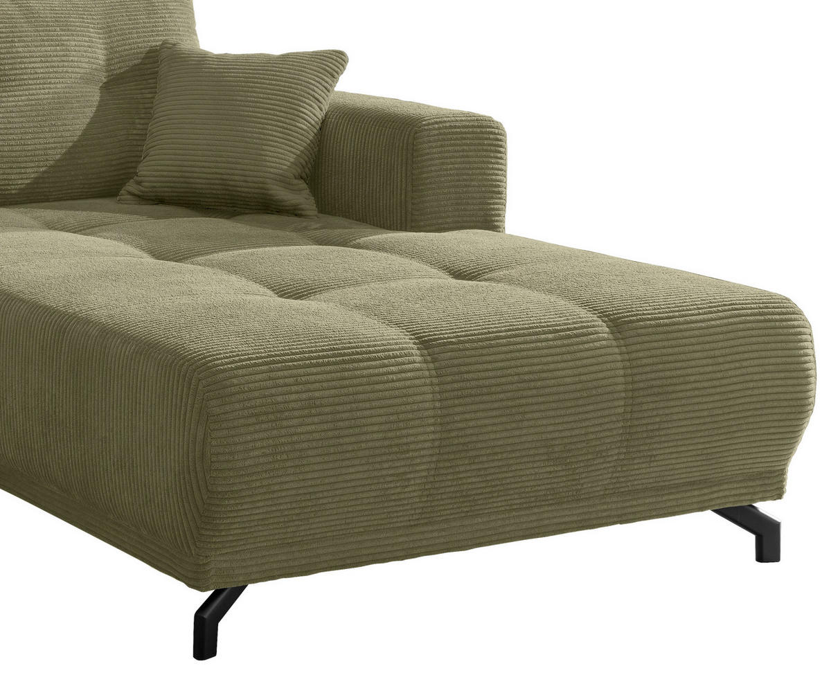 ECKSOFA in Cord Olivgrün  - Schwarz/Olivgrün, Modern, Holz/Textil (246/177cm) - MID.YOU