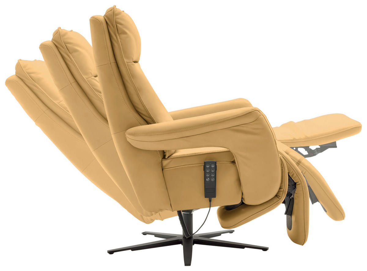 RELAXSESSEL in Leder Gelb  - Gelb/Schwarz, Design, Leder/Metall (83/116/87cm) - Valdera