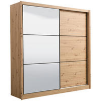 SCHIEBETÜRENSCHRANK 213/215,5/60 cm 2-türig Eiche Artisan  - Schwarz/Eiche Artisan, Basics, Glas/Holzwerkstoff (213/215,5/60cm) - Xora