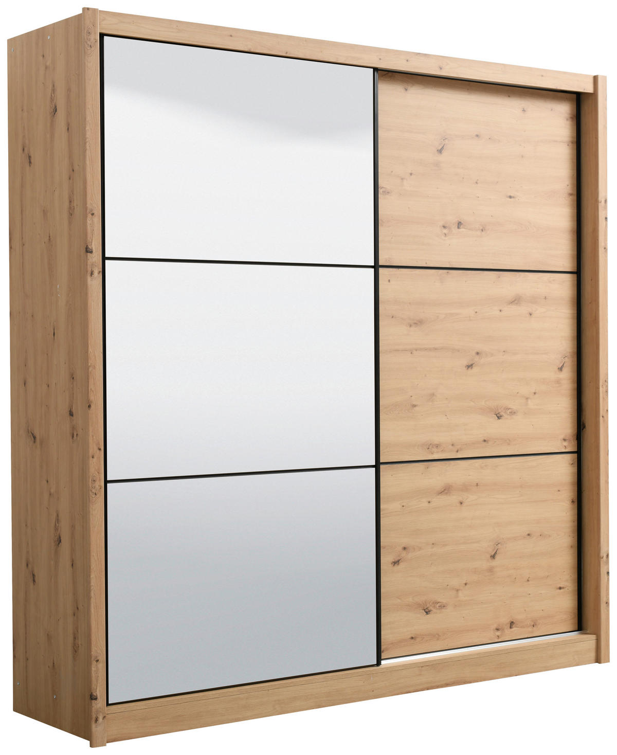 SCHIEBETÜRENSCHRANK 213/215,5/60 cm 2-türig Eiche Artisan  - Schwarz/Eiche Artisan, Basics, Glas/Holzwerkstoff (213/215,5/60cm) - Xora