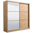 SCHIEBETÜRENSCHRANK 213/215,5/60 cm 2-türig Eiche Artisan  - Schwarz/Eiche Artisan, Basics, Glas/Holzwerkstoff (213/215,5/60cm) - Xora