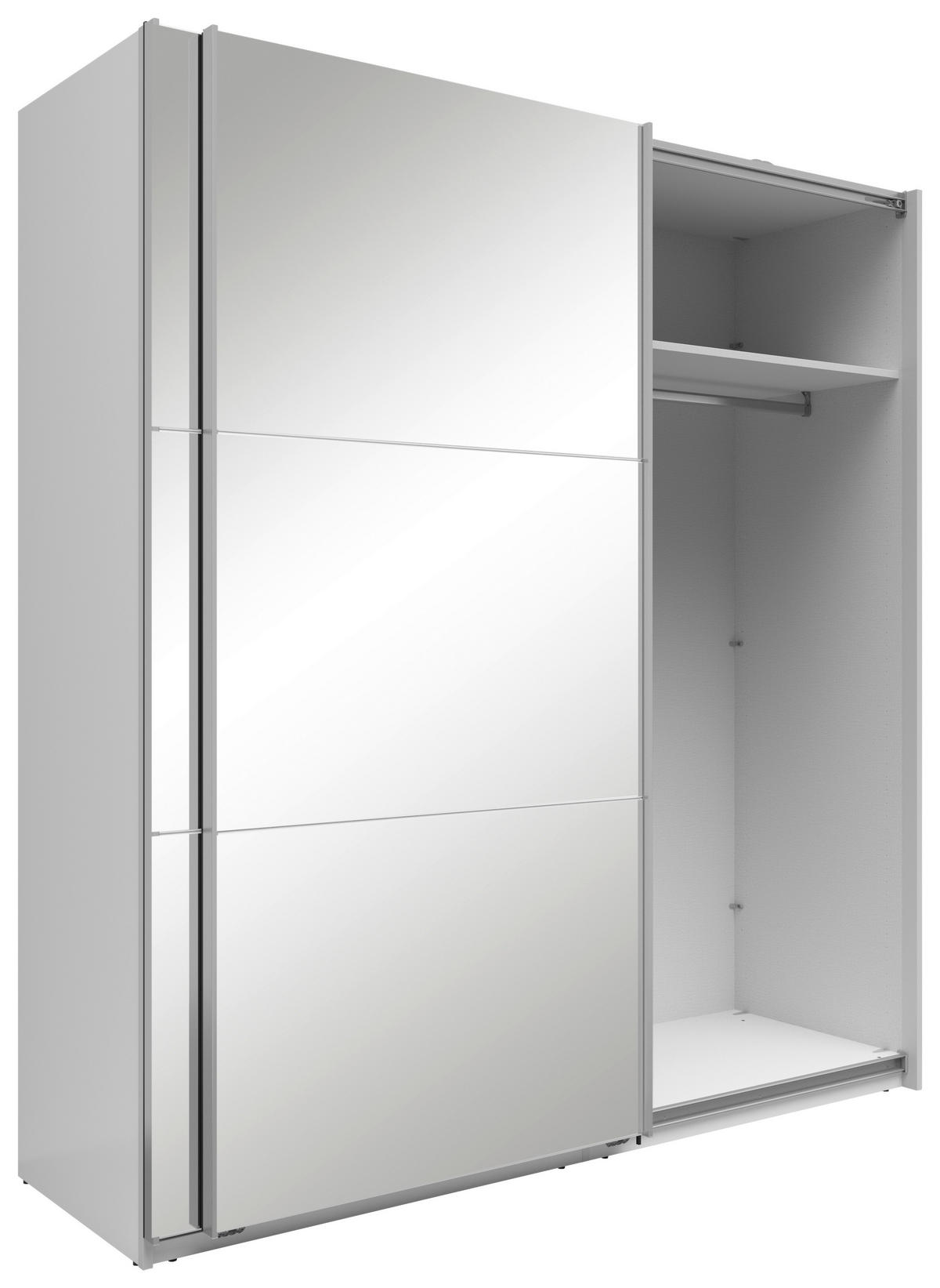 SCHWEBETÜRENSCHRANK  in Weiß  - Silberfarben/Weiß, Basics, Glas/Holzwerkstoff (200/216/64cm) - Boxxx