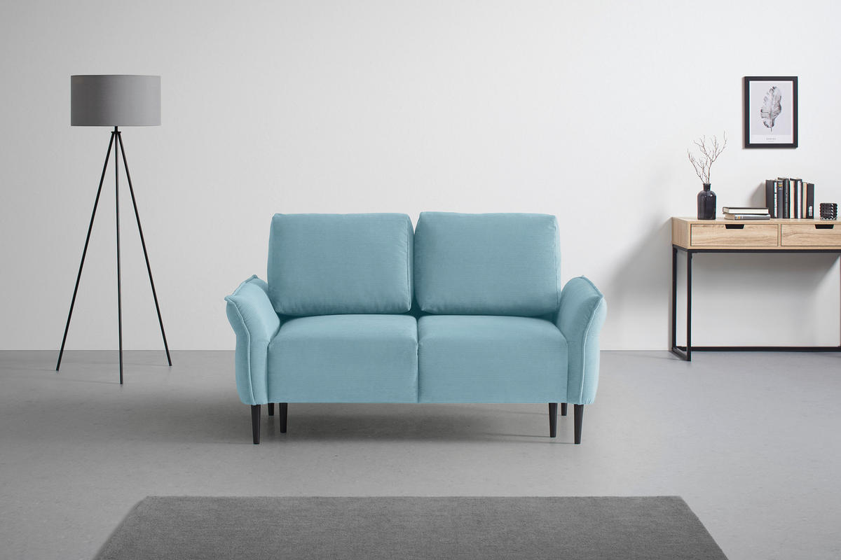 2-SITZER-SOFA Cord Petrol  - Petrol/Schwarz, Modern, Holz/Textil (150/85/92cm) - MID.YOU