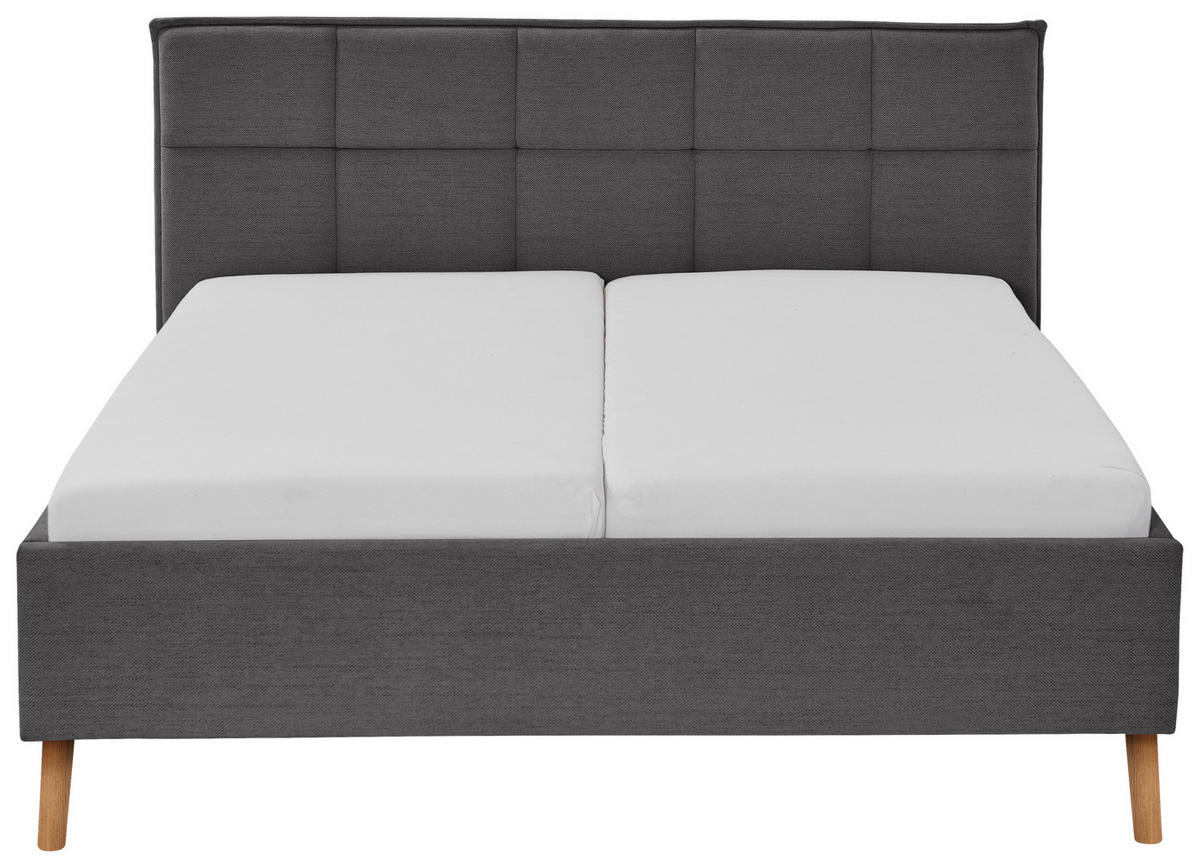 POLSTERBETT 160/200 cm  in Anthrazit  - Eichefarben/Birkefarben, Design, Holz/Textil (160/200cm) - Xora