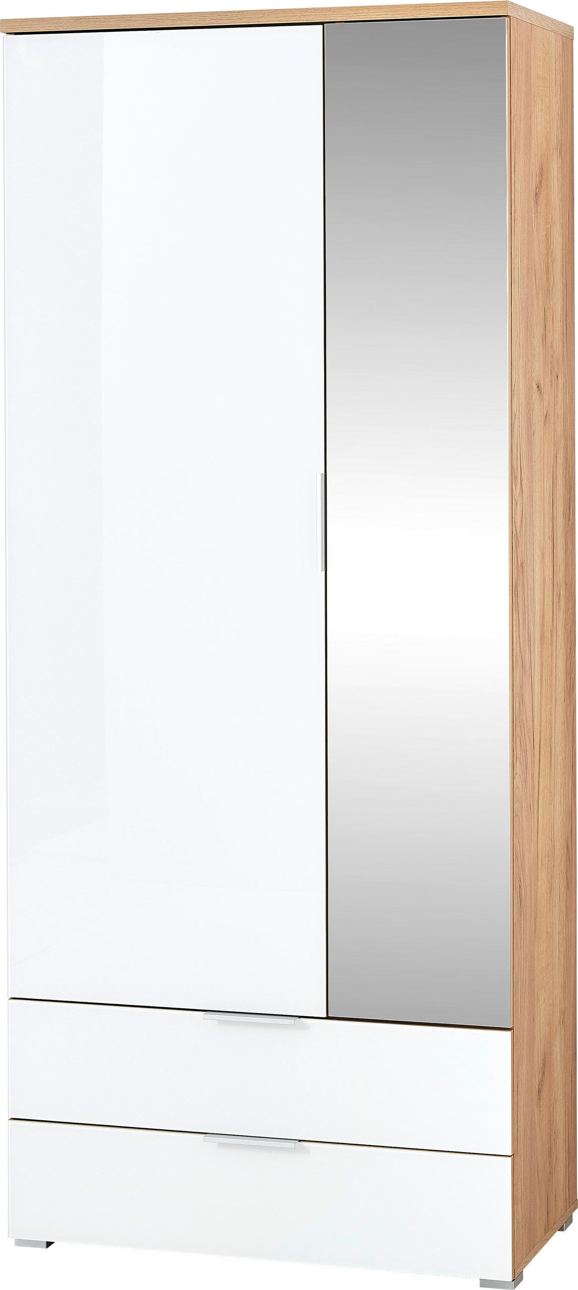GARDEROBENSCHRANK  in 84/196/40 cm  - Eichefarben/Alufarben, KONVENTIONELL, Glas/Holzwerkstoff (84/196/40cm)