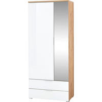 GARDEROBENSCHRANK  in 84/196/40 cm  - Eichefarben/Alufarben, KONVENTIONELL, Glas/Holzwerkstoff (84/196/40cm)