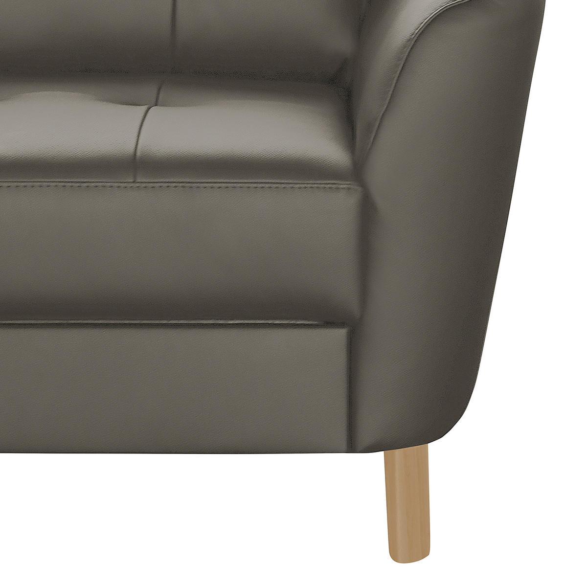 ECKSOFA in Lederlook Echtleder Schlammfarben  - Schlammfarben/Buchefarben, Design, Leder/Holz (190/236cm) - Livetastic