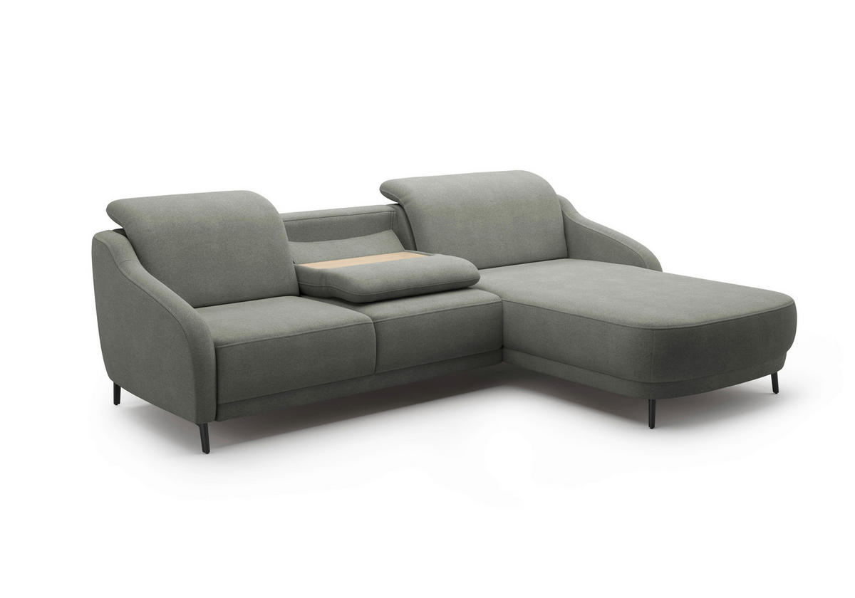 ECKSOFA BLUES V Schlammfarben Mikrofaser  - Schlammfarben/Schwarz, MODERN, Textil/Metall (271/191cm) - Sit & More