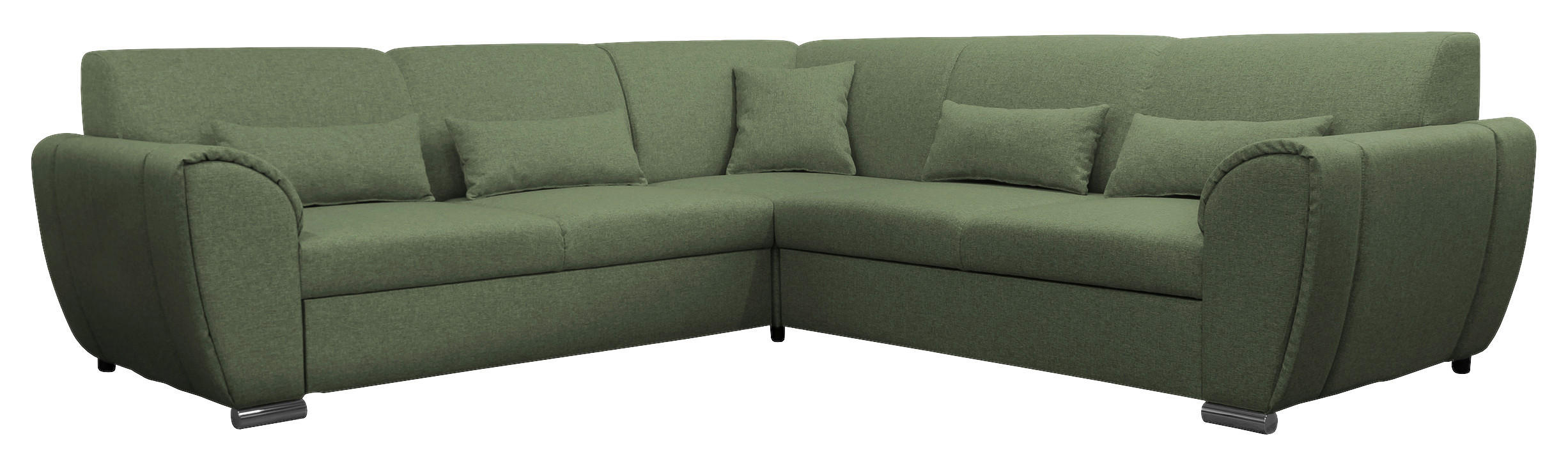 ECKSOFA Grün Flachgewebe  - Silberfarben/Grün, Design, Kunststoff/Textil (266/266cm) - Livetastic