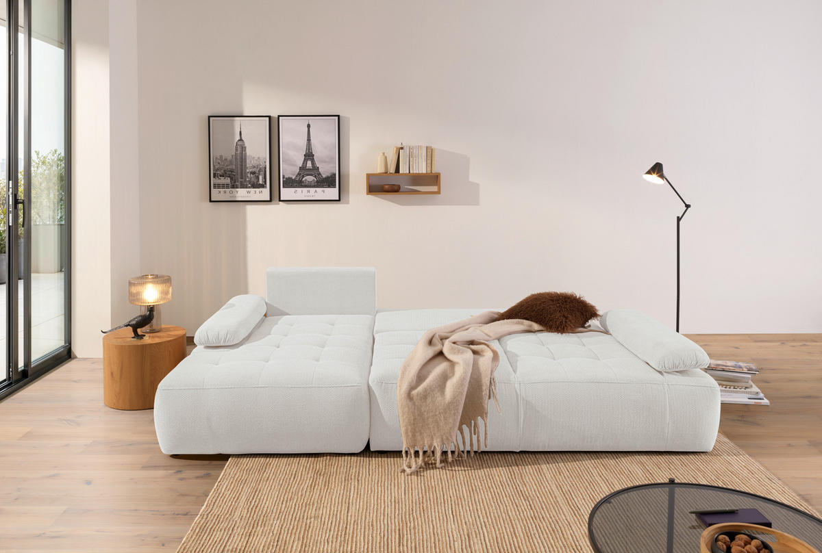 ECKSOFA Weiß Webstoff  - Schwarz/Weiß, KONVENTIONELL, Kunststoff/Textil (162/282cm) - Carryhome