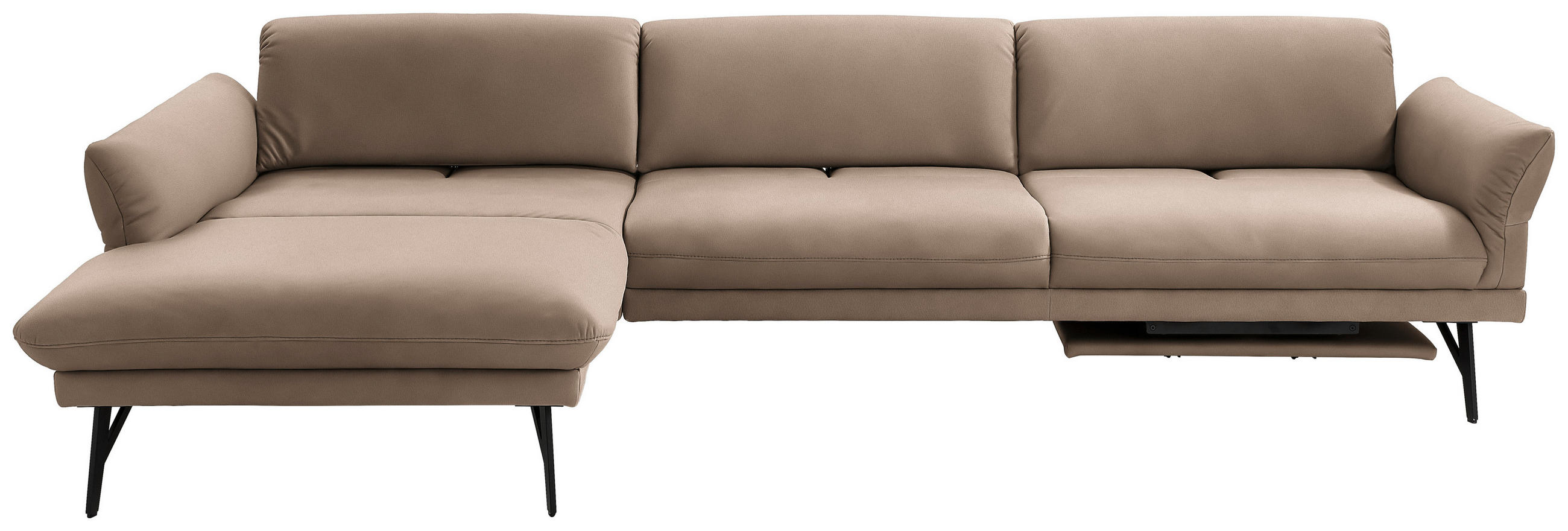 ECKSOFA in Echtleder Hellbraun  - Hellbraun/Anthrazit, Design, Leder/Metall (173/308cm) - Joop!