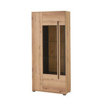 VITRINE  in Eichefarben  - Eichefarben/Schwarz, Design, Glas/Holzwerkstoff (90/200/37cm) - Livetastic