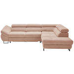 ECKSOFA in Webstoff Altrosa  - Schwarz/Altrosa, Design, Textil/Metall (280/235cm) - Hom`in