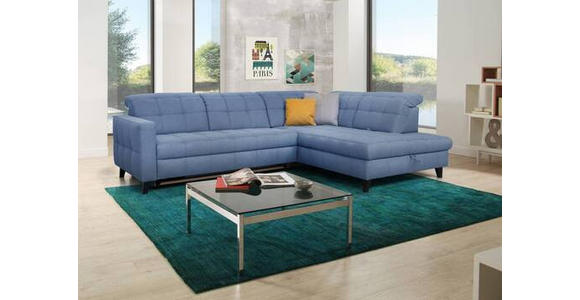 ECKSOFA in Webstoff Blau 297/216 cm - Blau/Schwarz, Design, Holz/Textil (297/216cm) - Xora