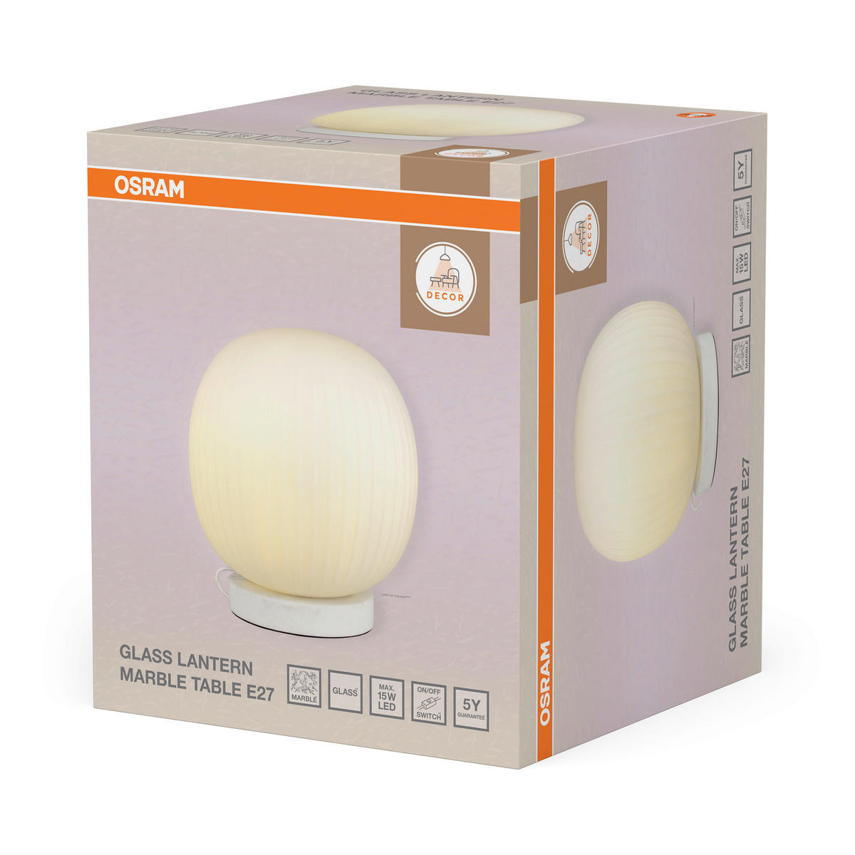 TISCHLEUCHTE 31/33,5 cm  - Weiß, Basics, Glas/Stein (31/33,5cm) - Osram
