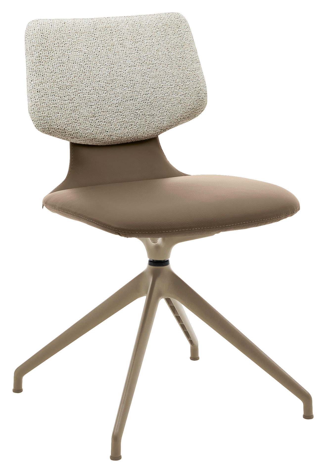 STUHL Echtleder Beige, Graubraun  - Beige/Graubraun, Design, Leder/Textil (50/87/56,5cm) - Musterring